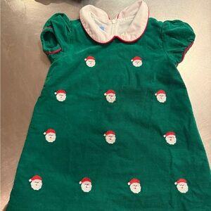 Anavini Green corduroy Dress with Santa Embroidery